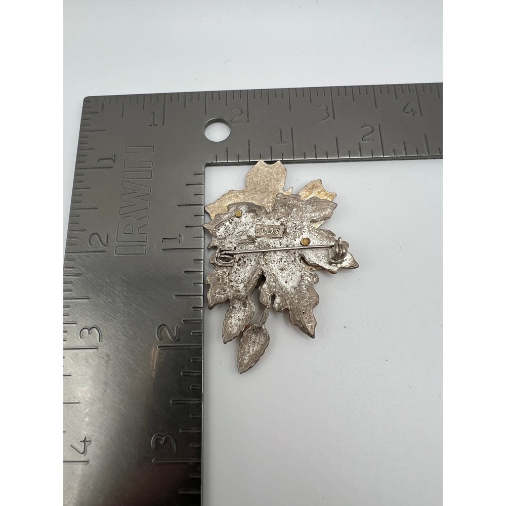 Cottagecore Kenneth Cole Butterfly Leaf Brooch 1.5x2.25" Blue Gold Enamel - Picture 7 of 7
